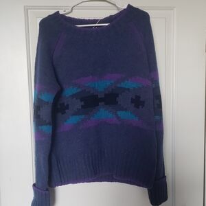 Smartwool Women's Crew Neck Sweater - Purple and Blue